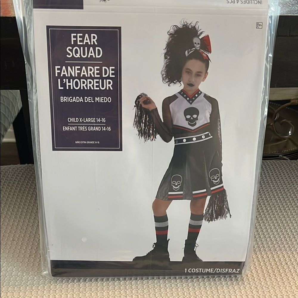 Fear Squad Cheerleader Costume with Skull Design
